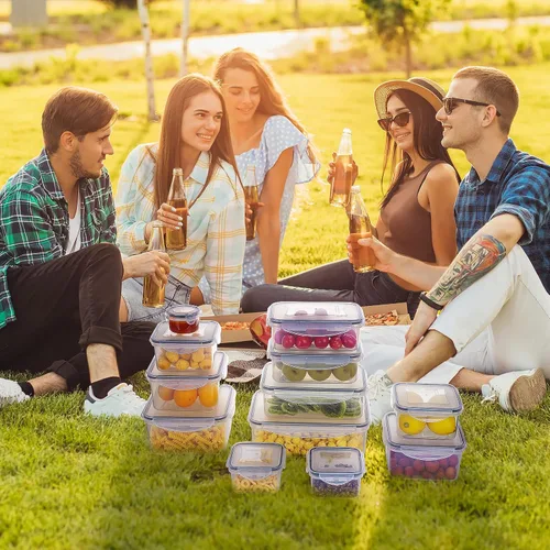 Vista 7 de 34 recipientes de almacenamiento de alimentos con tapas herméticas (17 tapas y 17 recipientes), aptos para microondas y lavavajillas, recipientes