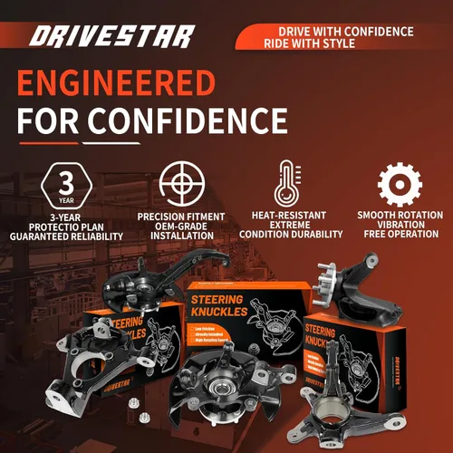 Vista 6 de DRIVESTAR 698-446 Conjunto de cojinete de cubo de rueda delantera derecha/lado del pasajero y nudillo de dirección compatible con Honda Accord
