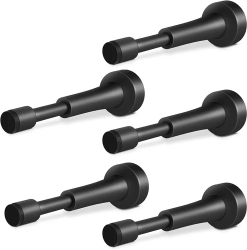 Vista 33 de Topes de puerta mate negros para pared - Tope de puerta de resorte de 4.33 pulgadas para la parte inferior de la puerta, tope de puerta de aluminio