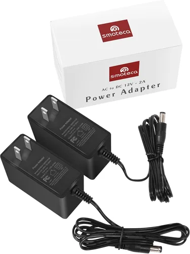 Vista 3 de SmoTecQ Adaptador de CA de fuente de alimentación de 12 V 2 A, paquete de 2 unidades, cargador de transformador de 24 W para tiras de luces LED