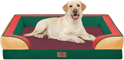 Vista 95 de Comfort Expression Cama ortopédica para perros extra grandes de 45 x 35 pulgadas, cama para mascotas XL de espuma tipo caja de huevos impermeable