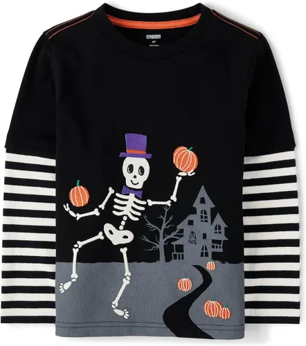 Vista 8 de Gymboree - Camisetas de manga larga con gráficos bordados en capas para niños y niños pequeños Oso de nieve azul