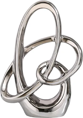 Escultura geométrica de cerámica moderna de plata, acento abstracto para el hogar y figura de mesa para sala de estar, dormitorio, baño, oficina,