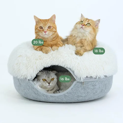 Vista 41 de Cattasaurus Peekaboo - Cueva para gatos, extra espaciosa para múltiples y grandes gatos de más de 12 libras, camas desmontables para gatos