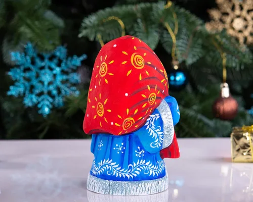 Vista 7 de Figura de Papá Noel tallada a mano de madera - Decoración navideña hecha a mano para el hogar - Talla de madera maciza - Hecho en Ucrania