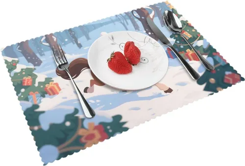 Vista 16 de Rectangular Placemats Set of 4, Heat Resistant Bee Printed Kitchen Dining Table Mats