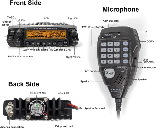 Vista 2 de AnyTone Transmisor móvil de banda dual VHF/UHF Transmisor Vehículo Radio AT-5888UV