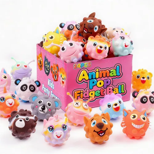 Vista 10 de Regalos para el día de San Valentín para niños, paquete de 24 cajas de San Valentín precargadas con bolas de animales 3D, recuerdos de fiesta de San