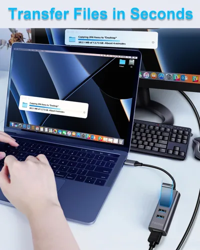 Vista 4 de Concentrador USB C 5 en 1 con HDMI 4K y 4 puertos USB 3.0, adaptador multipuerto para MacBook Pro/Air, iMac, iPad, XPS, Pixelbook, ThinkPad