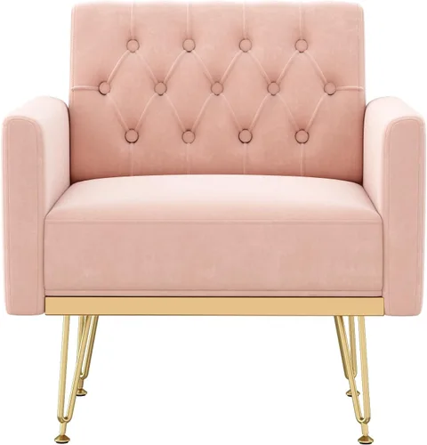 Vista 8 de Olela Silla decorativa de terciopelo con brazo para sala de estar, sillón moderno, sofá individual, acogedora silla auxiliar tapizada para lectura