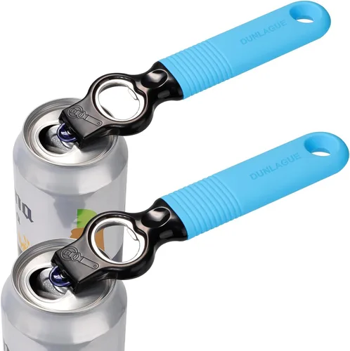 Vista 9 de Paquete de 2 abridores de latas de soda y abrebotellas de cerveza con mango de silicona de buen agarre, abridor de pestañas para uñas largas