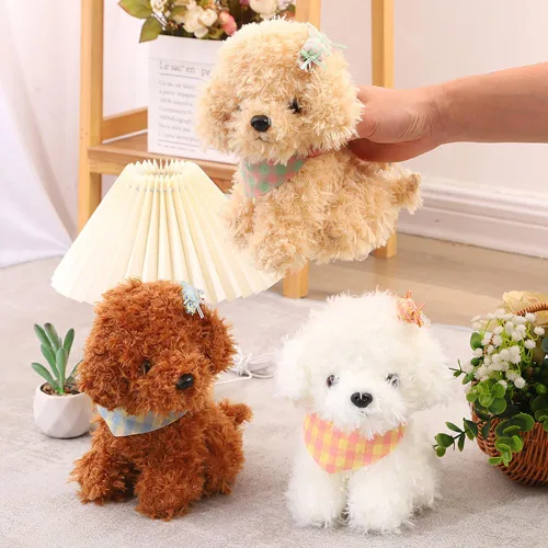Vista 6 de Peluche de Perro de 8 Pulgadas, Juguete de Peluche de Perro Relleno, Gran Regalo para Niños, Decoración del Hogar (Beige)