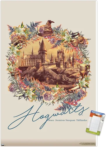 Vista 12 de Trends International The Wizarding World: Harry Potter - Póster de pared floral de Hogwarts, 14.725 x 22.375 pulgadas, versión enmarcada de madera