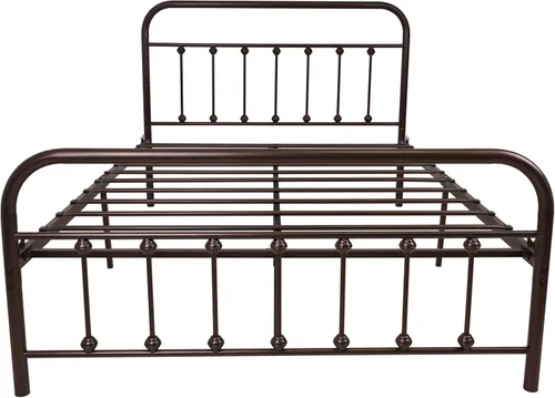 Vista 35 de TEMMER - Cama con estructura de tubos de metal de tamaño queen con cabecera, piecera y base de colchón de plataforma única, 8013 8033 8018.
