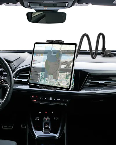 Vista 2 de woleyi Soporte para tablet para parabrisas de tablero de automóvil [brazo largo de cuello de cisne] Soporte de iPad con ventosa para automóvil