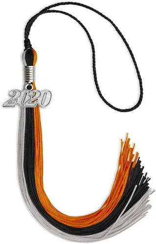 Vista 141 de Endea Graduation Borla de triple color con gota de fecha plateada (negro/dorado/granate, 2020)