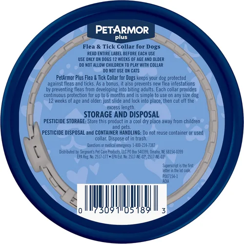 Vista 2 de PetArmor Plus Collar antipulgas y garrapatas para perros, mata pulgas y garrapatas, protección duradera durante 12 meses, resistente al agua