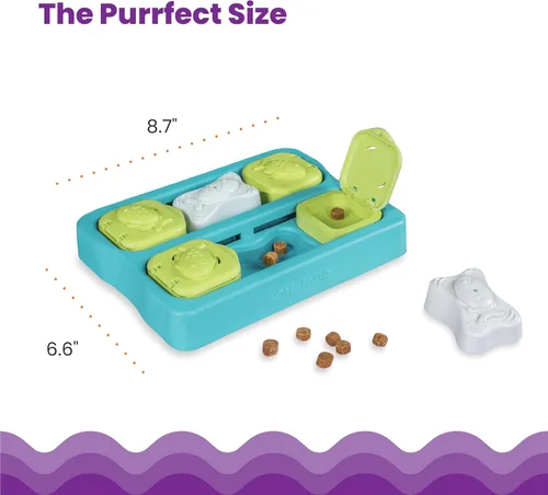 Vista 5 de Catstages Kitty Cube Juguete Rompecabezas Interactivo de Premios para Gatos, Azul