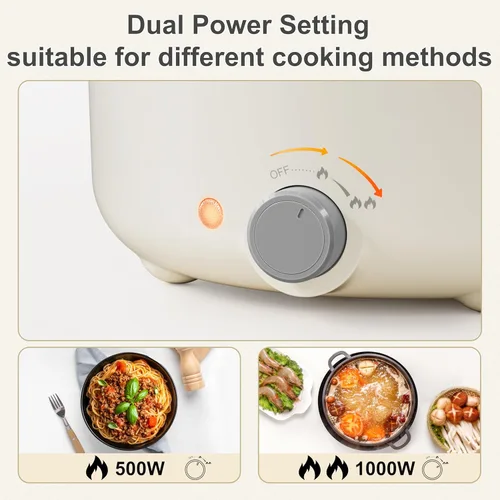 Vista 3 de TOPWIT Olla Eléctrica, Olla Caliente Eléctrica de 3L, Cocedor de Fideos Rápidos, Sartén Antiadherente, Olla Eléctrica Multifuncional para Bistec