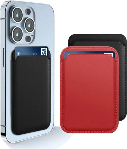 Vista 11 de Paquete de 2 carteras magnéticas compatibles con MagSafe para iPhone 17, 16, 15, 14, 13, 12 Pro Max Air Plus, sin recortes, tarjetero seguro Mag 3