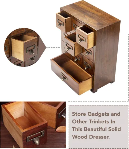 Vista 7 de Mueble de medicina tradicional de madera maciza para niños, estilo vintage y retro, con gran almacenamiento, boticario, cómoda de hierbas para cosas