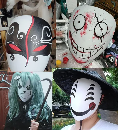 Vista 5 de 5 & 10 PC DIY Cosplay Máscara Blanco Blanco Plástico Completo