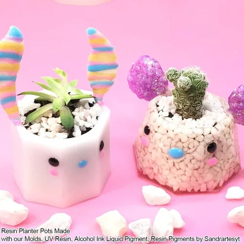 Vista 8 de Funshowcase Moldes de silicona octágonos y redondos para macetas, 6 unidades, para resina epoxi, hormigón, arcilla, suculentas, tazón, cenicero