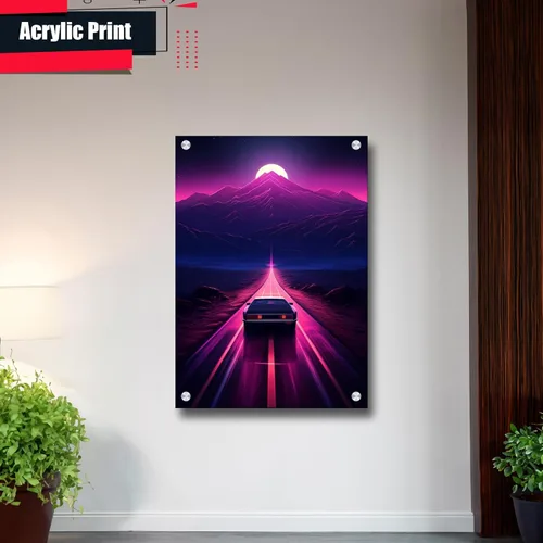 Vista 3 de Unique Synthwave Style Retro Art, 80s style art, framed poster print, guest room art, cool living room art, poster Wall Art, poster Prints
