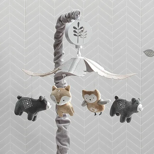 Vista 5 de Lambs & Ivy Woodland Forest Gris/Tan Musical Baby Cuna Móvil Chupete Juguete