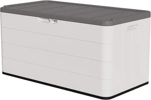 Vista 11 de Caja de almacenamiento para exteriores de 35 galones, caja de resina impermeable y con cierre para terraza, grande, contenedor de almacenamiento