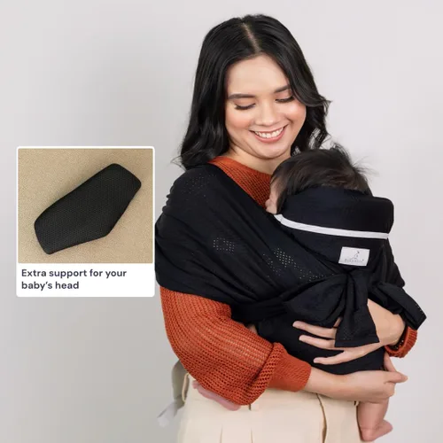 Vista 4 de BabbleRoo Baby Wraps Carrier - Baby Essentials - Portabebés para bebé, seguro y cómodo, transpirable, fácil de usar, ajustable de XS a XL