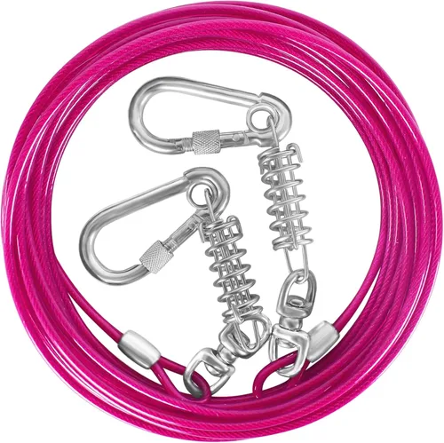 Vista 12 de Cable de amarre para perros – 10/15/20/25/30 pies resistente para perros grandes de hasta 250 libras – rosa rosado, azul, morado, plata, rojo