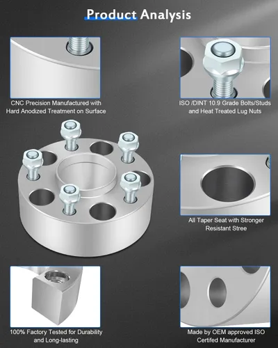 Vista 5 de ECCPP 4 espaciadores de rueda de 5 lengüetas de 1.969 in y 2 pulgadas centrados de 5 x 4.75 a 5 x 4.75 con borde M12x1.5 2.776 in CB se adapta a