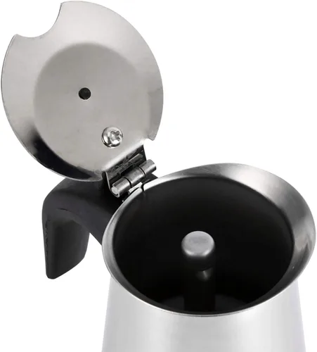 Vista 7 de 3.4 fl oz/6.8 fl oz/10.1 fl oz/15.2 fl oz Olla de acero inoxidable Espresso Greca cafetera para inducción de gas o estufa eléctrica Uso de oficina
