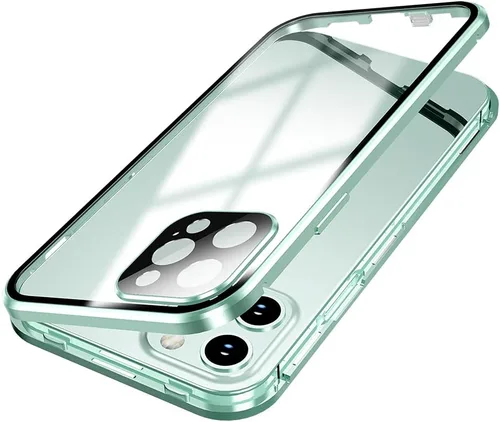 Vista 35 de Funda Henghui magnética, con cierre, para iPhone 12 Pro Max, de vidrio, con protector de pantalla y cierre de seguridad para lente de cámara, cuerpo