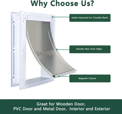 Vista 4 de Puerta para mascotas para gatos y perros, puerta grande para perros interior y exterior, marco de PC y túnel telescópico, puerta para perros