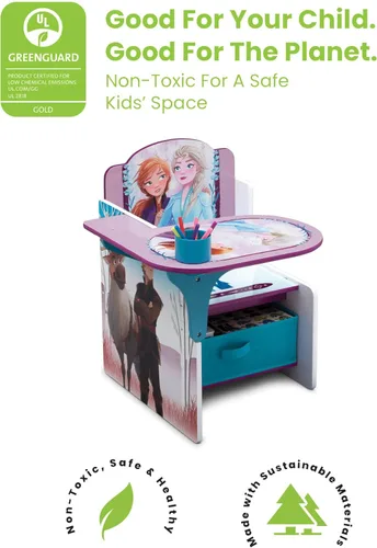 Vista 3 de Delta Children - Escritorio con silla y compartimento de almacenamiento, Frozen II (Disney) Portavasos Respaldo para brazos, madera tratada