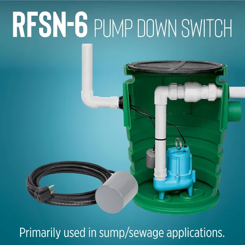 Vista 6 de Little Giant RFSN-6 115 voltios, máximo 13 amperios - 1/2 HP, interruptor de flotador atado con bomba hacia abajo para sistemas de estanque