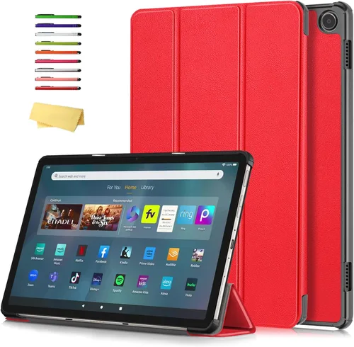 Vista 18 de Funda tipo folio para Yaxa Kindle Fire HD 8 y Fire HD 8 Plus (se adapta tanto a 12ª/10ª generación, 2022/2020) con soporte inteligente de piel