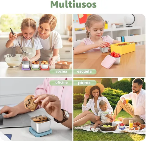 Vista 6 de Contenedores de aperitivos de 6 onzas con tapas para niños, paquete de 6
