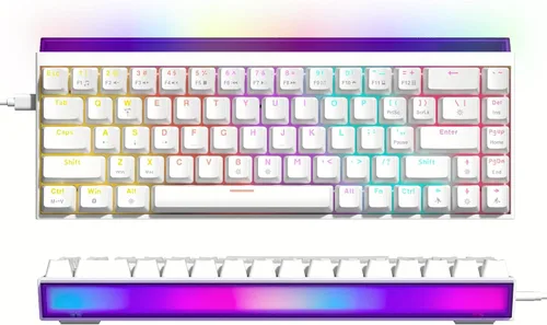 Vista 8 de Womier 60% Keyboard Gaming with Light Box, Wired Mechanical Keyboard with MCA Keycaps, OEM Profile, Programable, 64 Keys Hot Swap RGB Cream Custom