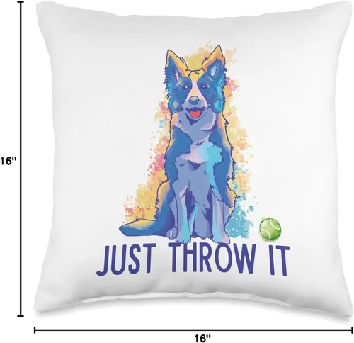 Vista 4 de Border Collie Gifts For Dog Agility Training Border Collie Love Just Play Fetch Dog - Almohada de 16 x 16 pulgadas, multicolor