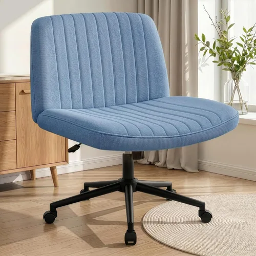 Vista 19 de NEO CHAIR Silla cruzada con ruedas, escritorio de oficina con patas Marfil Pu