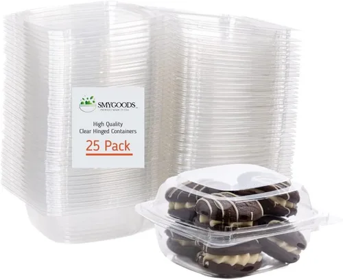 Vista 12 de Smygoods Recipientes de postre (paquete de 25 – 6 x 6 x 3) contenedores de plástico desechables para alimentos, contenedor de alimentos transparente