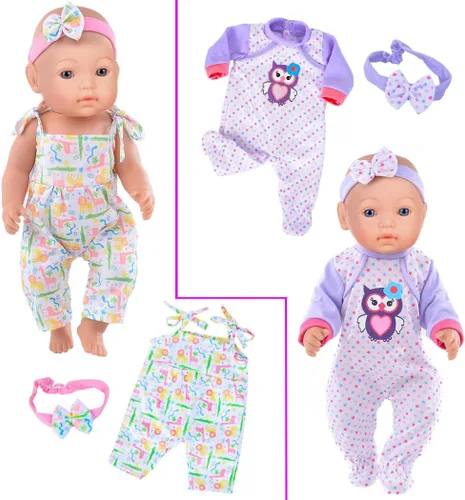 Vista 6 de iBayda 10 juegos de ropa y accesorios para muñecas Incluyen monos, atuendos para muñecas recién nacidas de 14-17 pulgadas (35-43 cm)