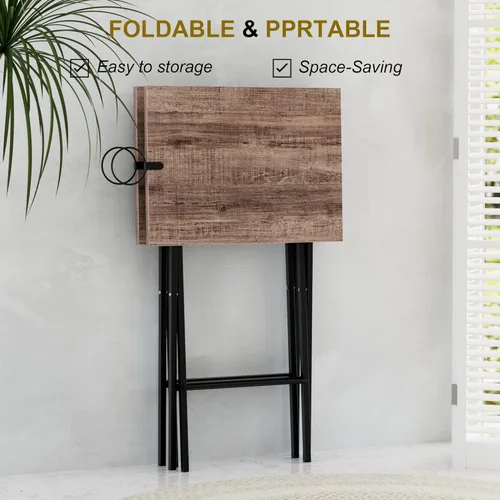 Vista 41 de VECELO Bandeja plegable de TV para comer, juego de 2, mesa portátil para cena/merienda con portavasos para sofá, sala de estar y espacio pequeño