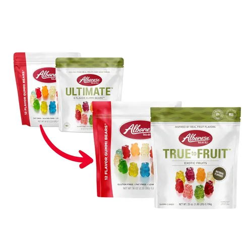 Vista 4 de Albanese World's Best True to Fruit™ - Gomitas de frutas favoritas estadounidenses, bolsa de caramelo de 0.75 onzas (paquete de 200)