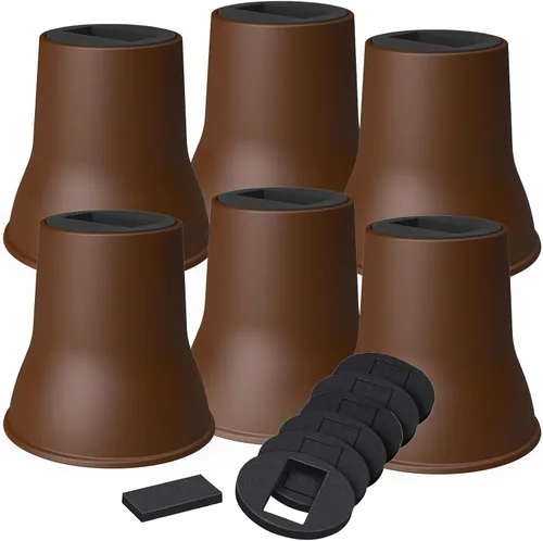 Vista 9 de MYMULIKE Elevadores de cama de 6 pulgadas, paquete de 6 elevadores de muebles de cama resistentes, elevadores de hasta 2200 libras para sofás, Blanco
