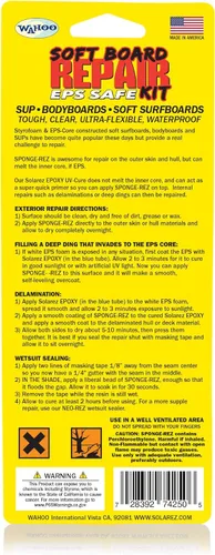 Vista 3 de SOLAREZ Kit de reparación de tablas suaves de curado UV EPS-Safe ~ Espuma de poliestireno y tablas de surf construidas con núcleo EPS