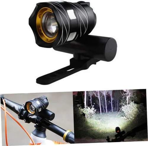 Vista 8 de Zerodeko Faro delantero de bicicleta de montaña con soporte ajustable para manillar y cascos, linterna LED compacta para conducción nocturna, rango
